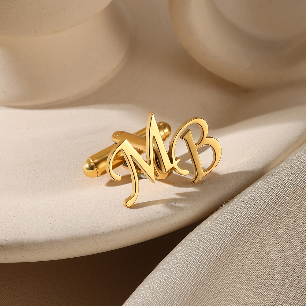 Men'S Grooming For Wedding - Gemelos con letras iniciales personalizadas para