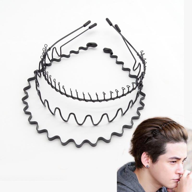 Men'S Grooming Tape - Diadema deportiva ondulada de Metal negro