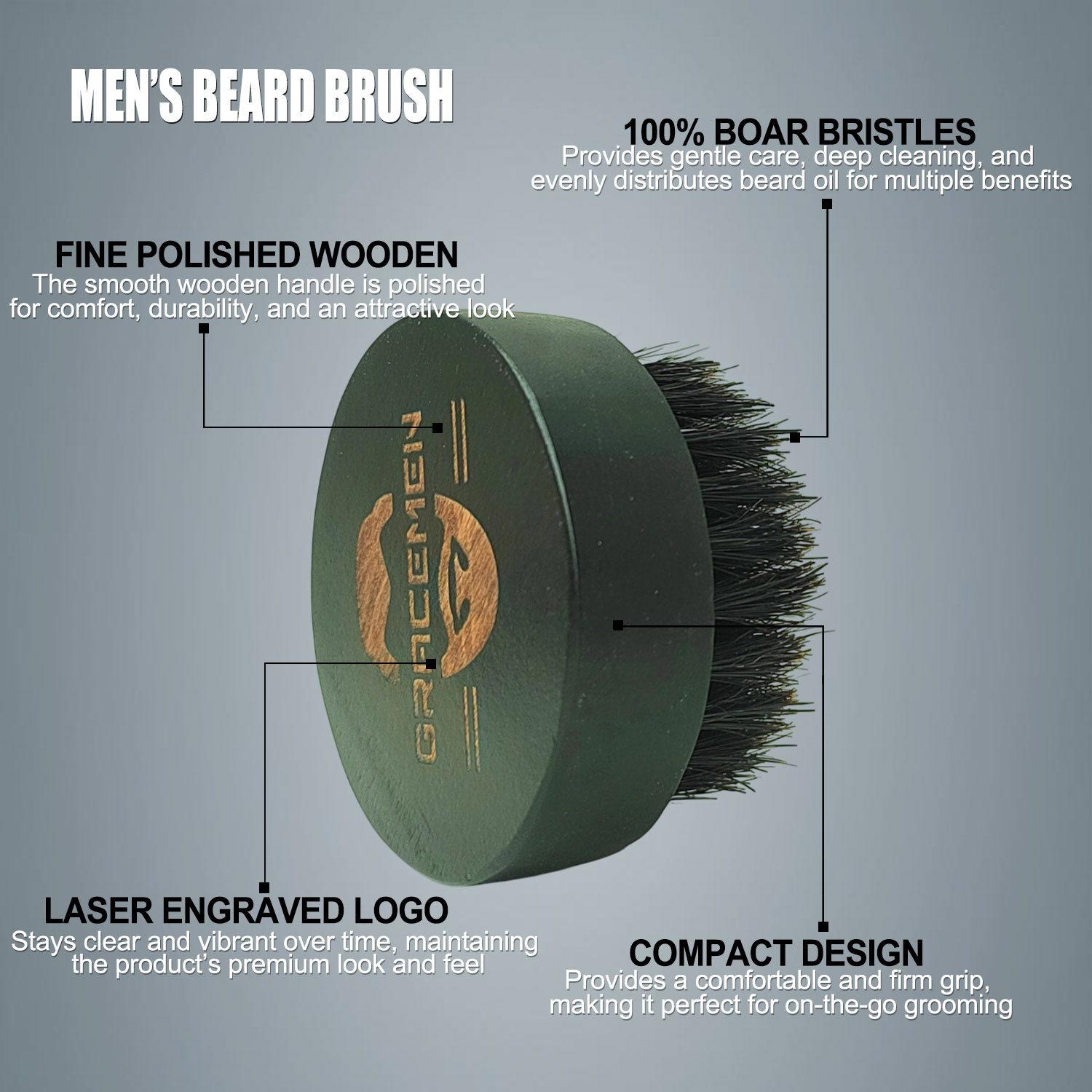 Cepillo de barba redondo para  - Men'S Grooming Oil reseña y precio